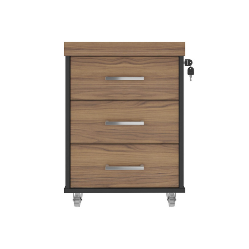 GAVETEIRO TAMBURATO 3 GAVETAS II - NOGAL/PRETO 6089