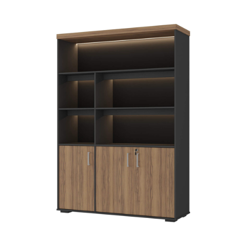 ESTANTE TAMBURATO COM LED NOGAL/PRETO - 6417